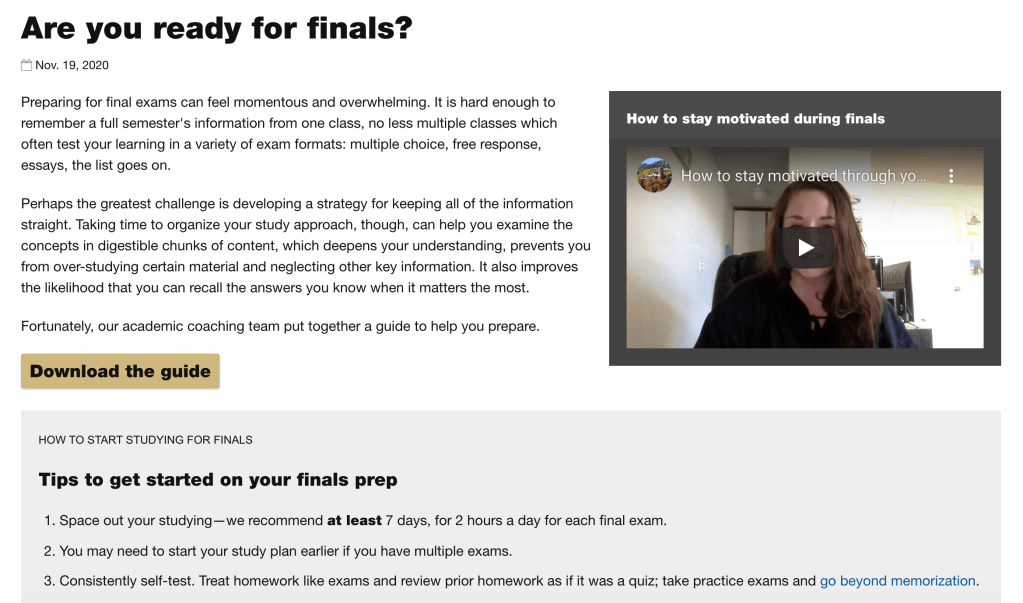 Sample final exam article. Caption includes link to accessible webpage.